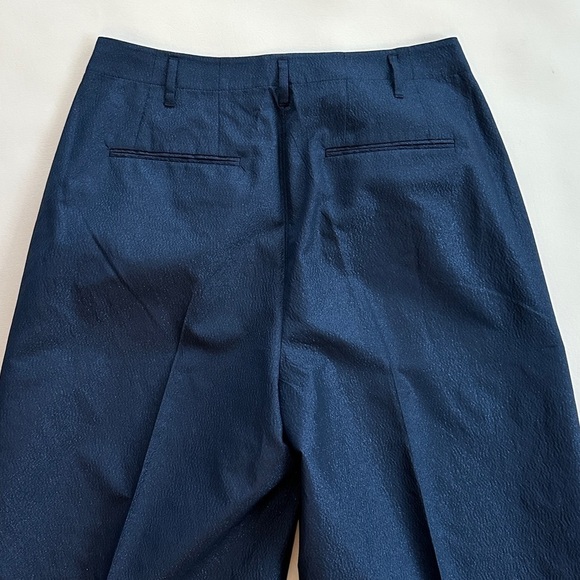 Polo Ralph Lauren Metallic Thread Wide Leg Cuffed Trouser Pants Navy 12 - Picture 8 of 10